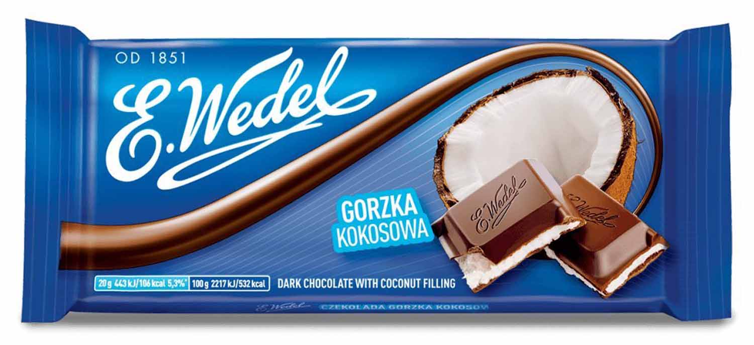 Wedel Dark Chocolate With Coconut Filling 100g